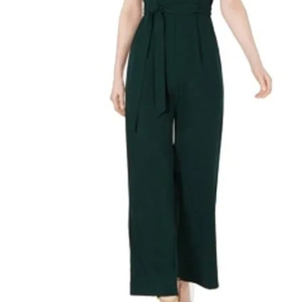NWT Dark Green Calvin Klein Long Jumpsuit with Tulip Sleeve - Picture 2 of 7